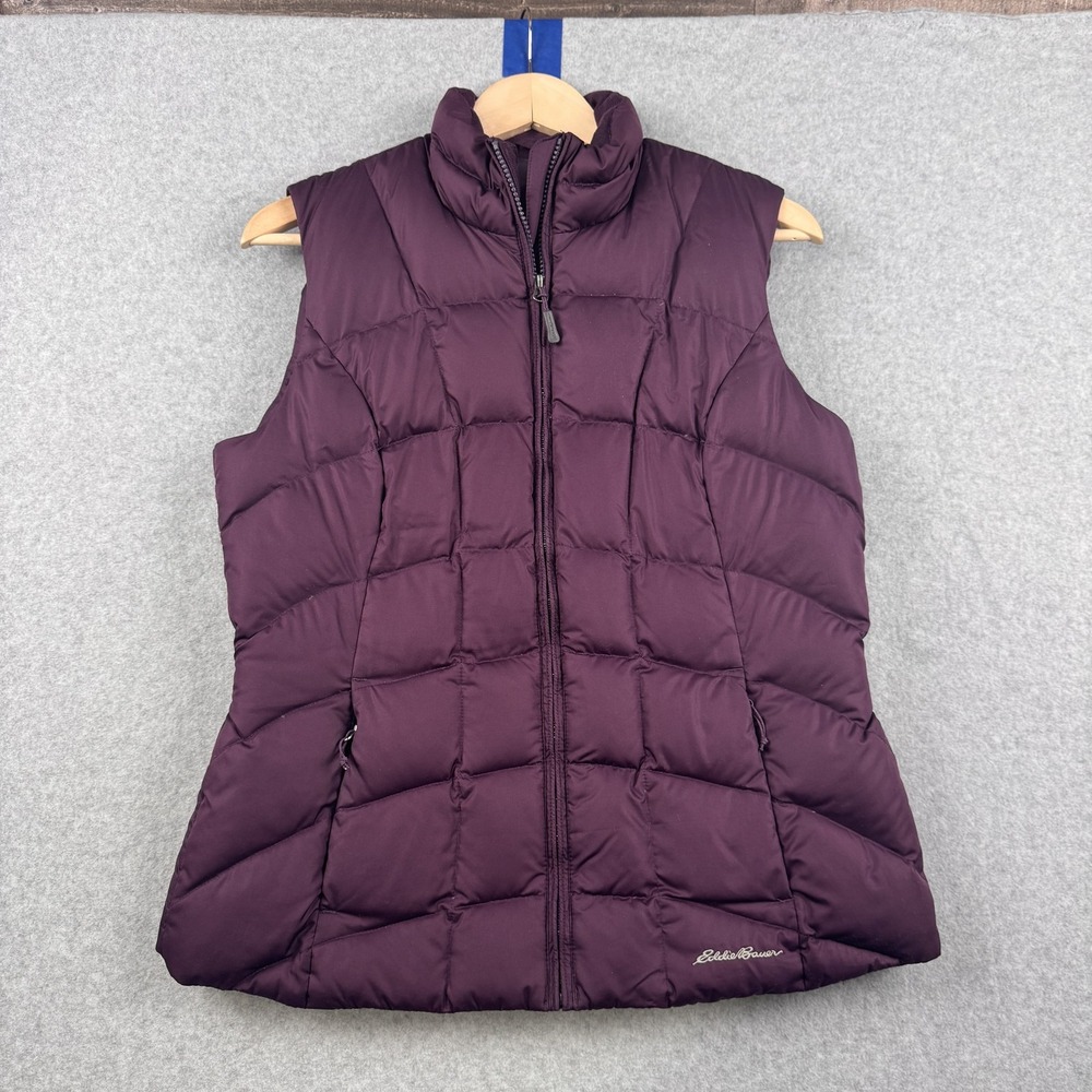 Eddie Bauer Puffer Vest Womens‎ Medium Purple EB650 Down Quilted Zip Sleeveless